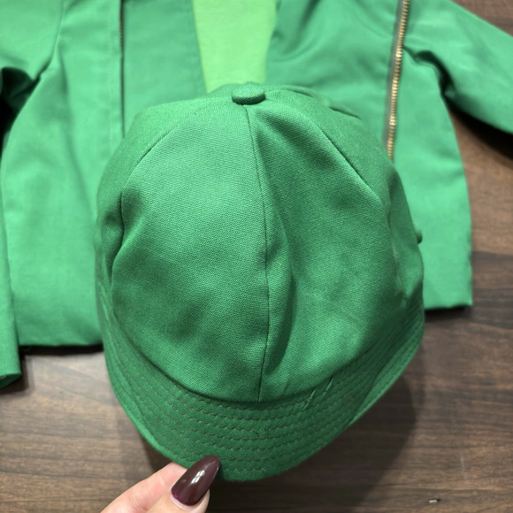 Vtg 60s Child Toddler Green Jacket Hat And Romper Outfit Set Boys By Oxford 3T? - Picture 5 of 16